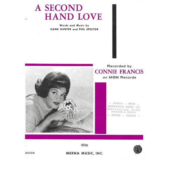 A Second Hand Love Sheet Music 1962 Connie Francis Phil Spector Hank Hunter - Picture 1 of 3